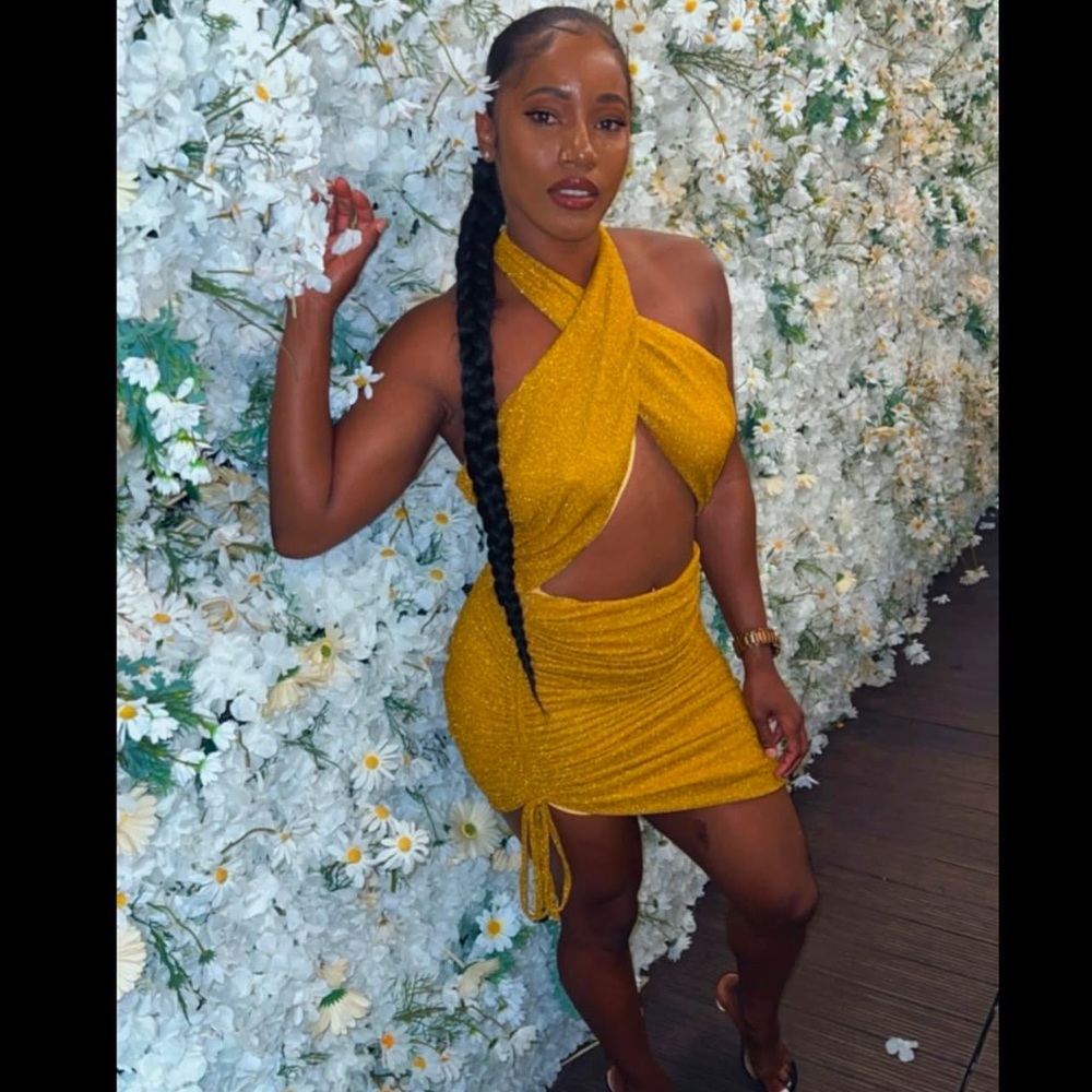 Asymmetrical Orange and Yellow Bodycon Dress for Cocktail Night Out